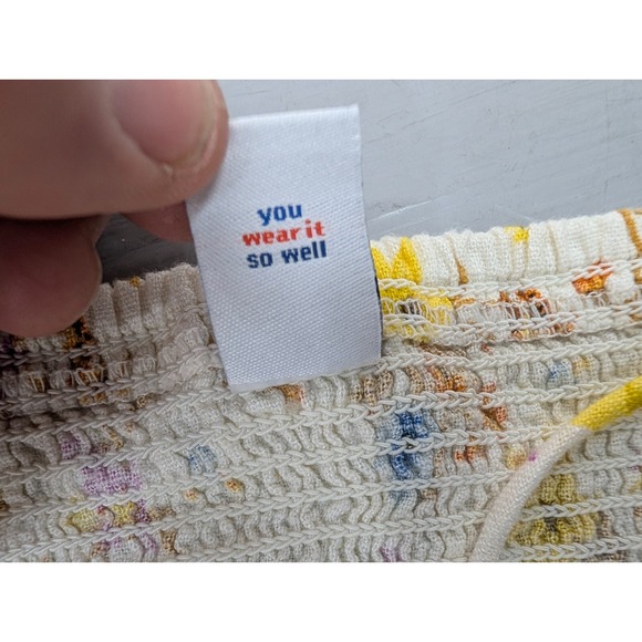 Old Navy Y2K Mini Dress Tie Shoulder Floral Cami Tunic Linen Blend Yellow Size M - Picture 13 of 14